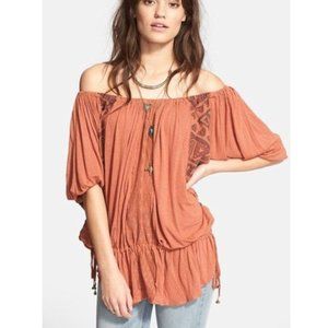 Free People Off Shoulder Cinched Blouse Boho Size XS
